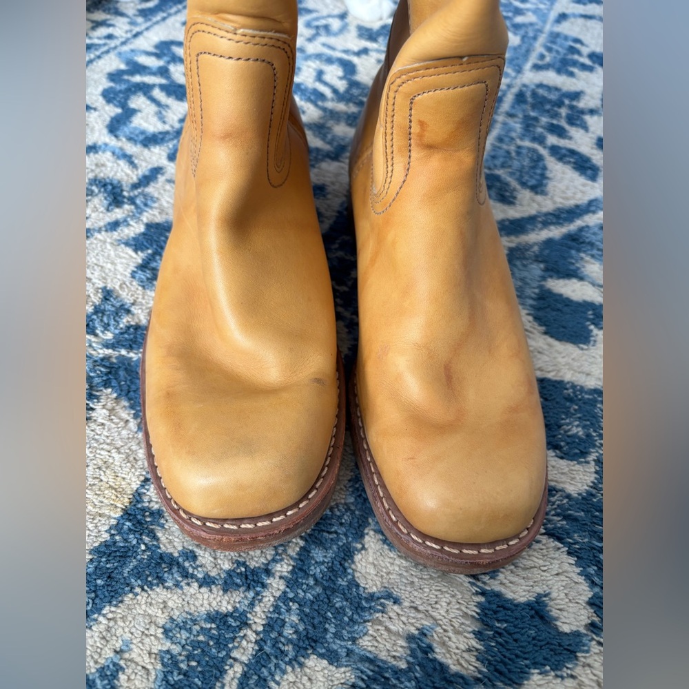 Frye Tall Leather Riding Boots in Mustard - Picture 3 of 7